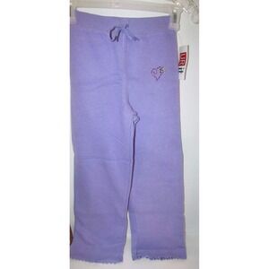 NWT UR it Girls 6 purple sweatpant material purple pants ruffle hem heart jewels